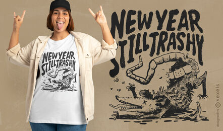 Opossum-Tier-Anti-Neujahr-T-Shirt-Design