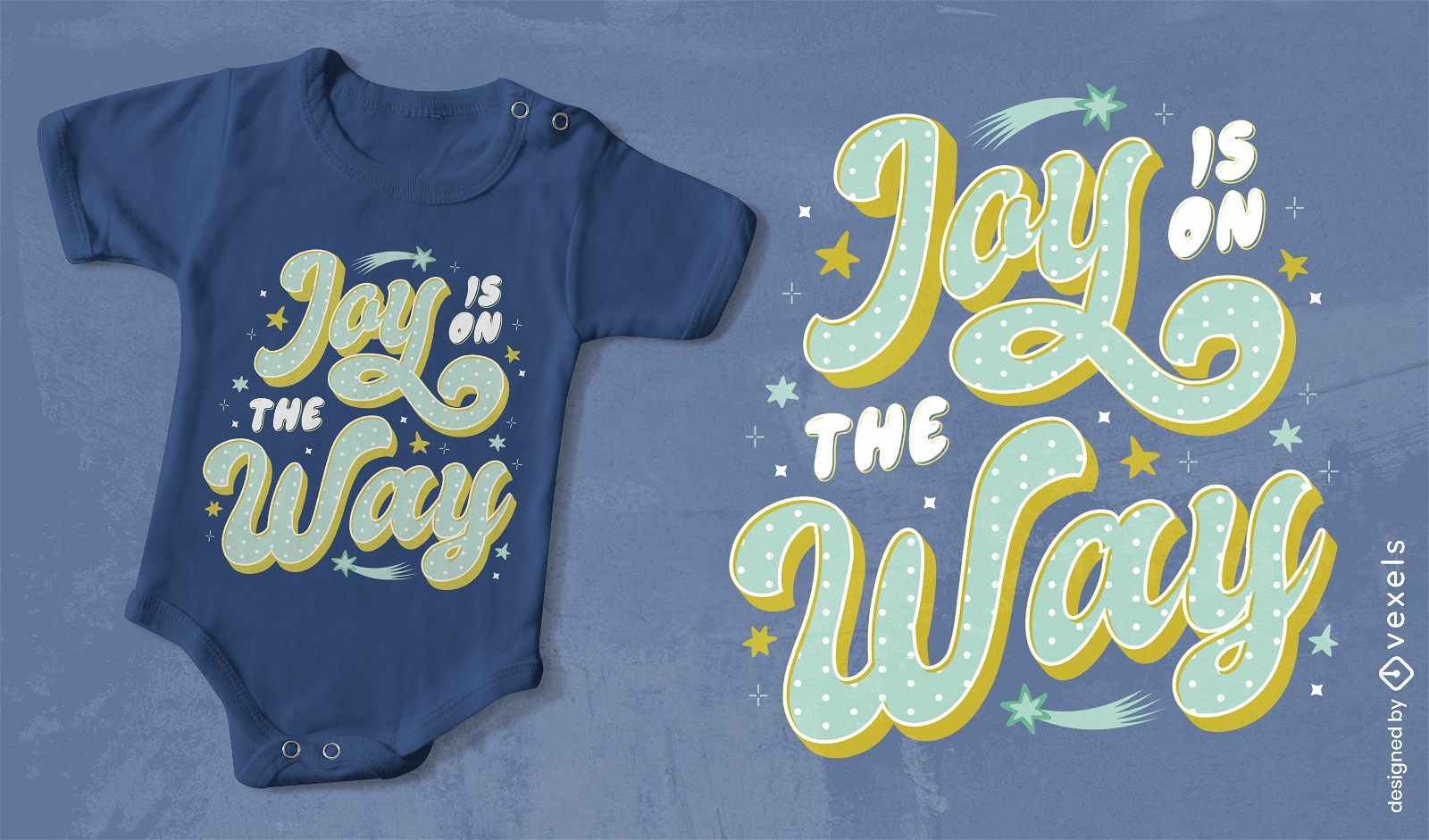 Joy está a caminho design de camiseta de anúncio de bebê