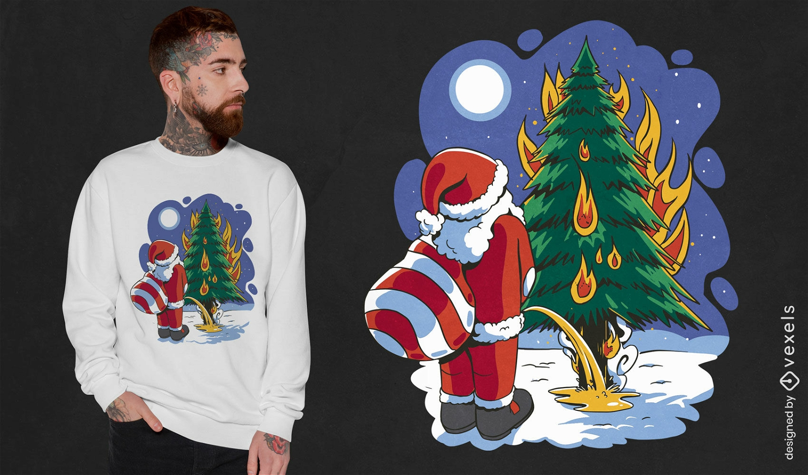 Weihnachtsmann pinkeln T-Shirt-Design