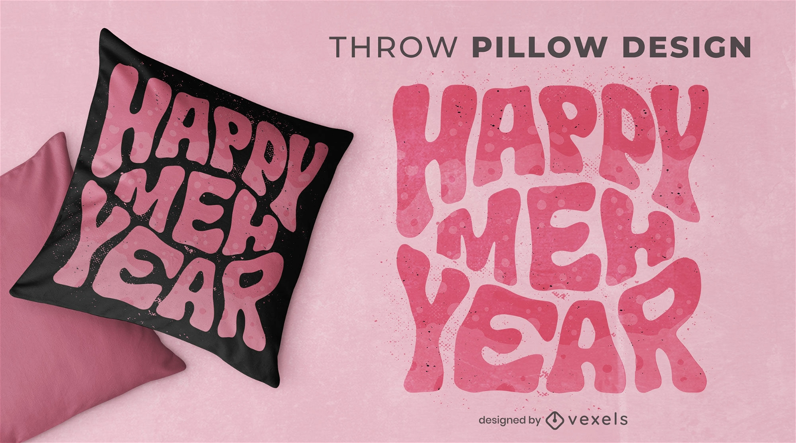 Happy meh year throw pillow design