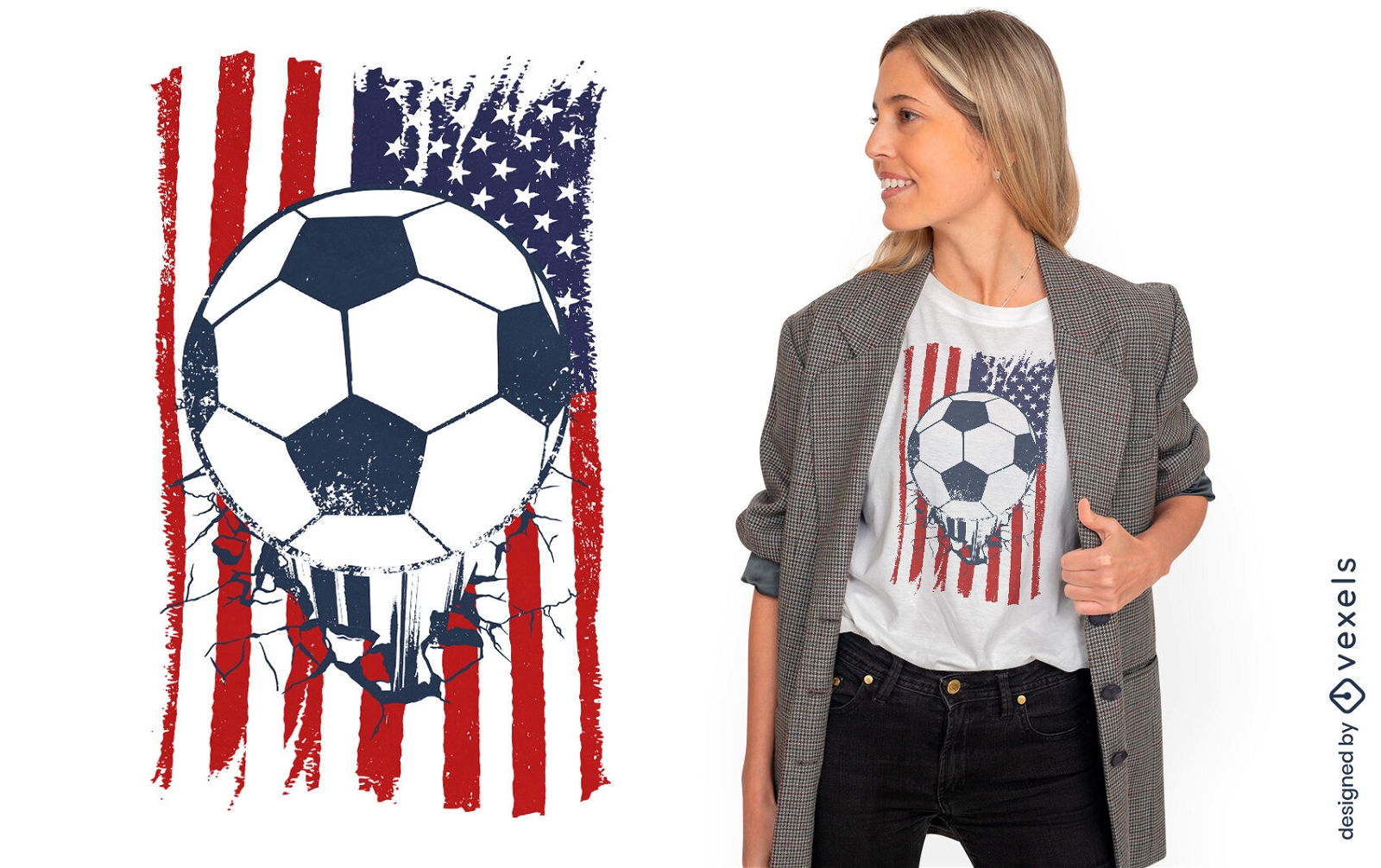 Design de camiseta de futebol de bandeira dos EUA