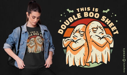 Doppeltes Boo-Blatt lustiges Halloween-Geister-Wortspiel-T-Shirt-Design