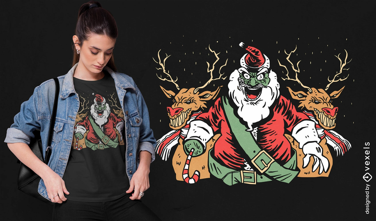 Creepy Santa anti - Dise?o de camiseta de Navidad