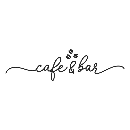 Café- und Bar-Zitat in langer Schnörkelschrift PNG-Design