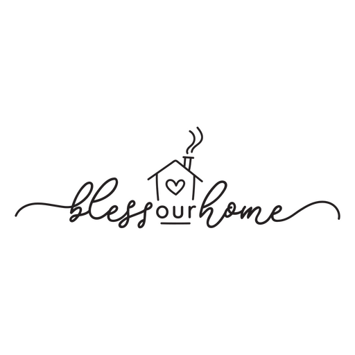 Bless our home quote in long flourish script PNG Design