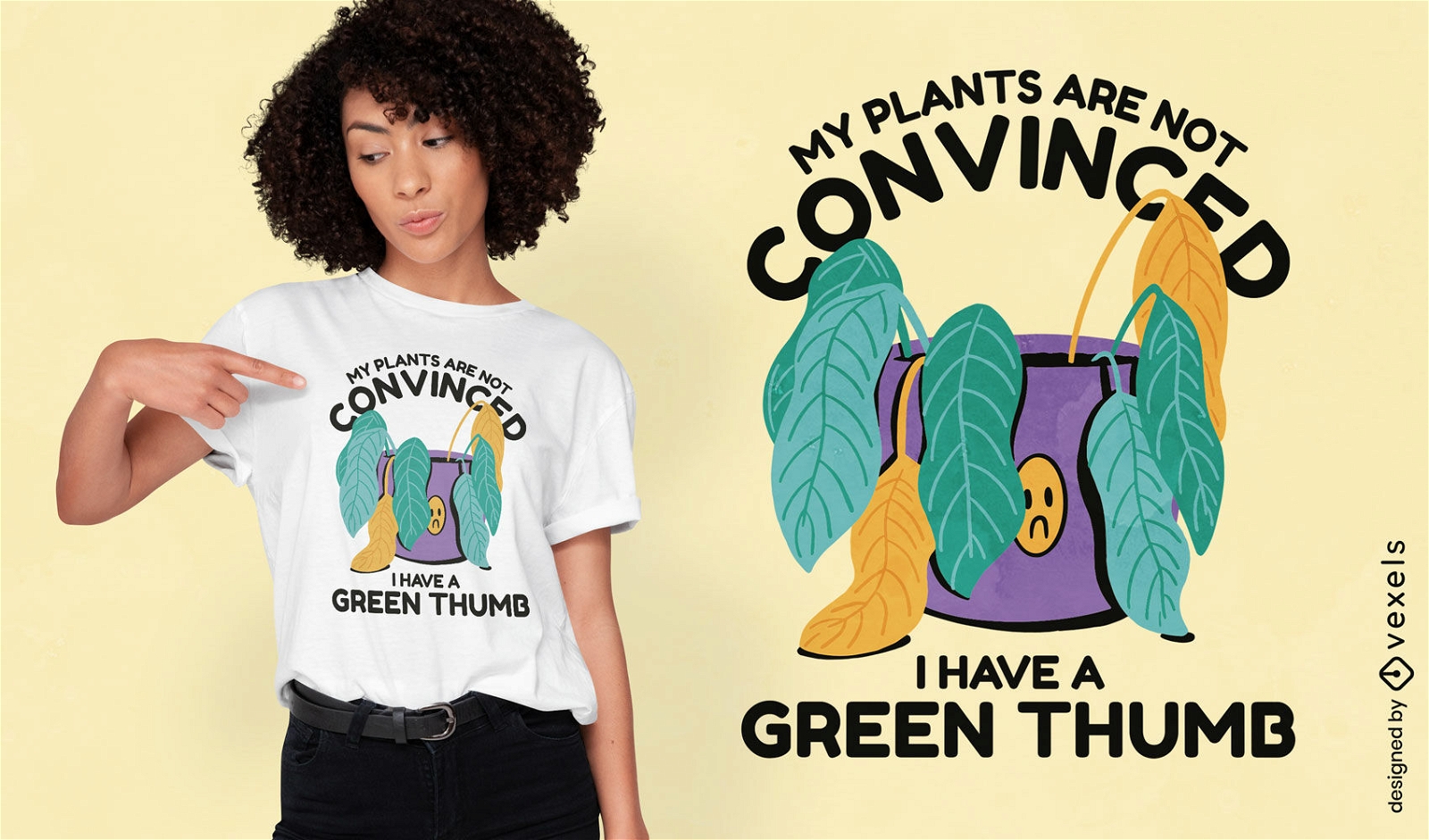 Planta morrendo em design de t-shirt de natureza de pote