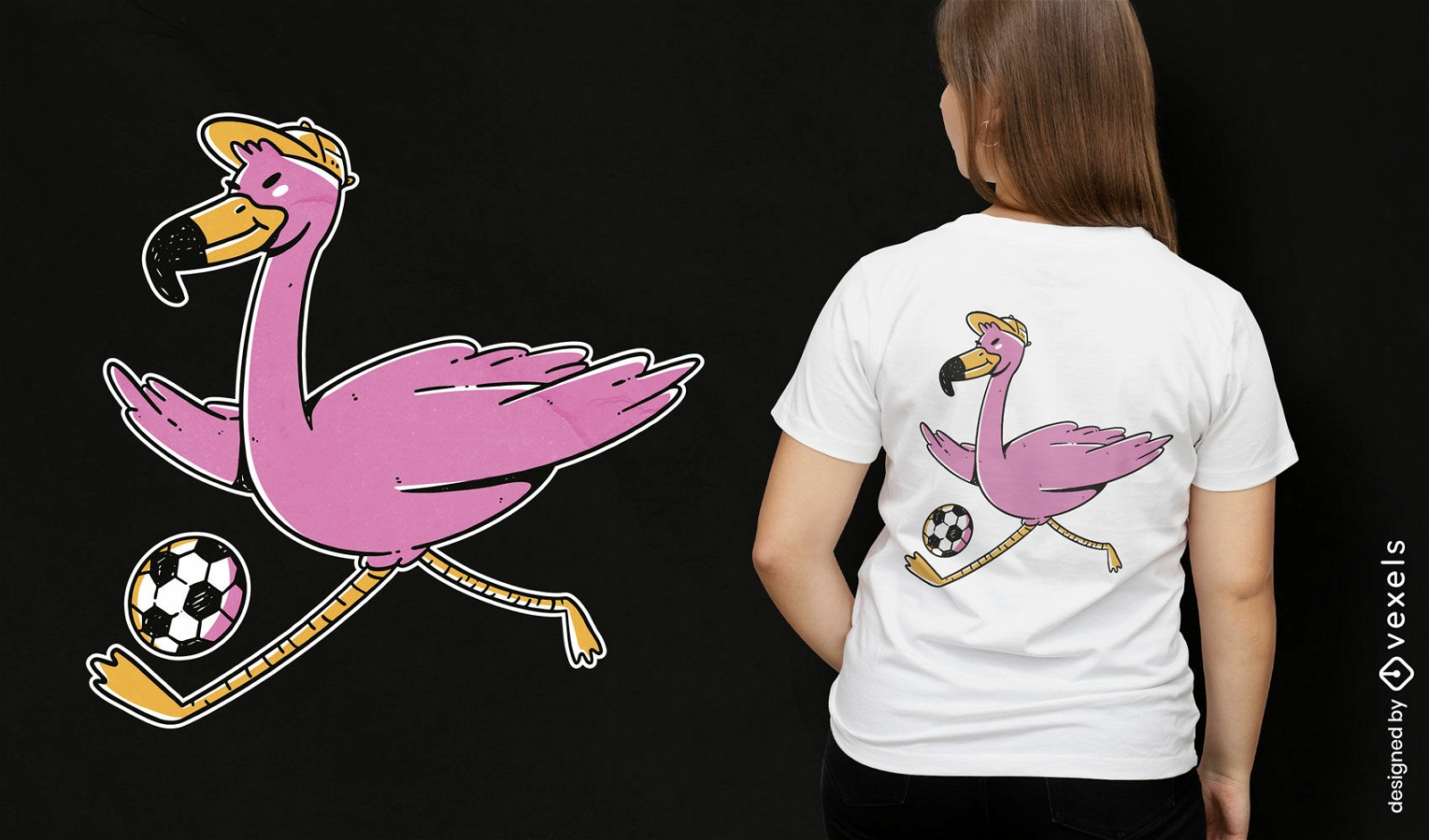 Flamingo-Tier-Fußball-T-Shirt-Design