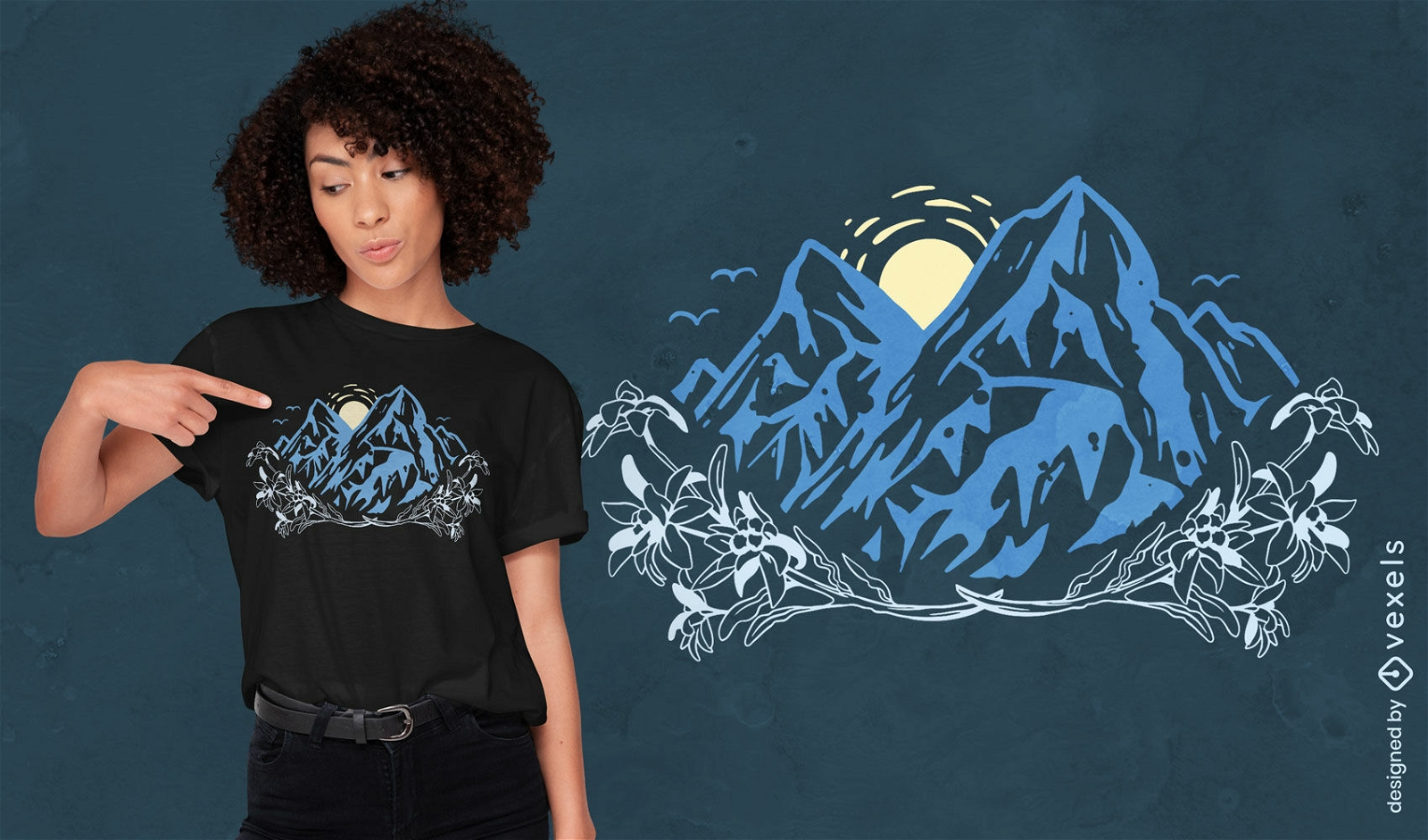Design de camiseta paisagem alpes montanhas