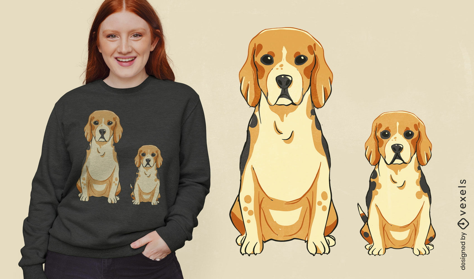 Cute beagle dog puppies t-shirt design