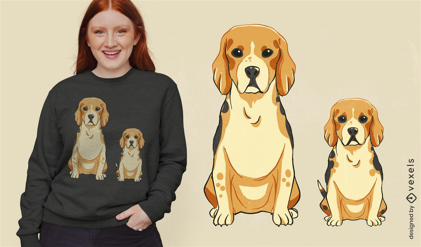 Design de camiseta de filhotes de cachorro beagle fofo