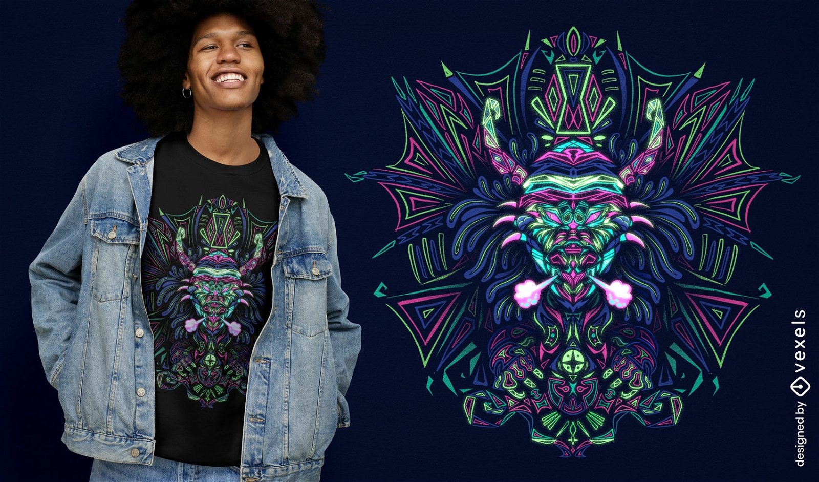 Diseño de camiseta de dragón trippy psicodélico