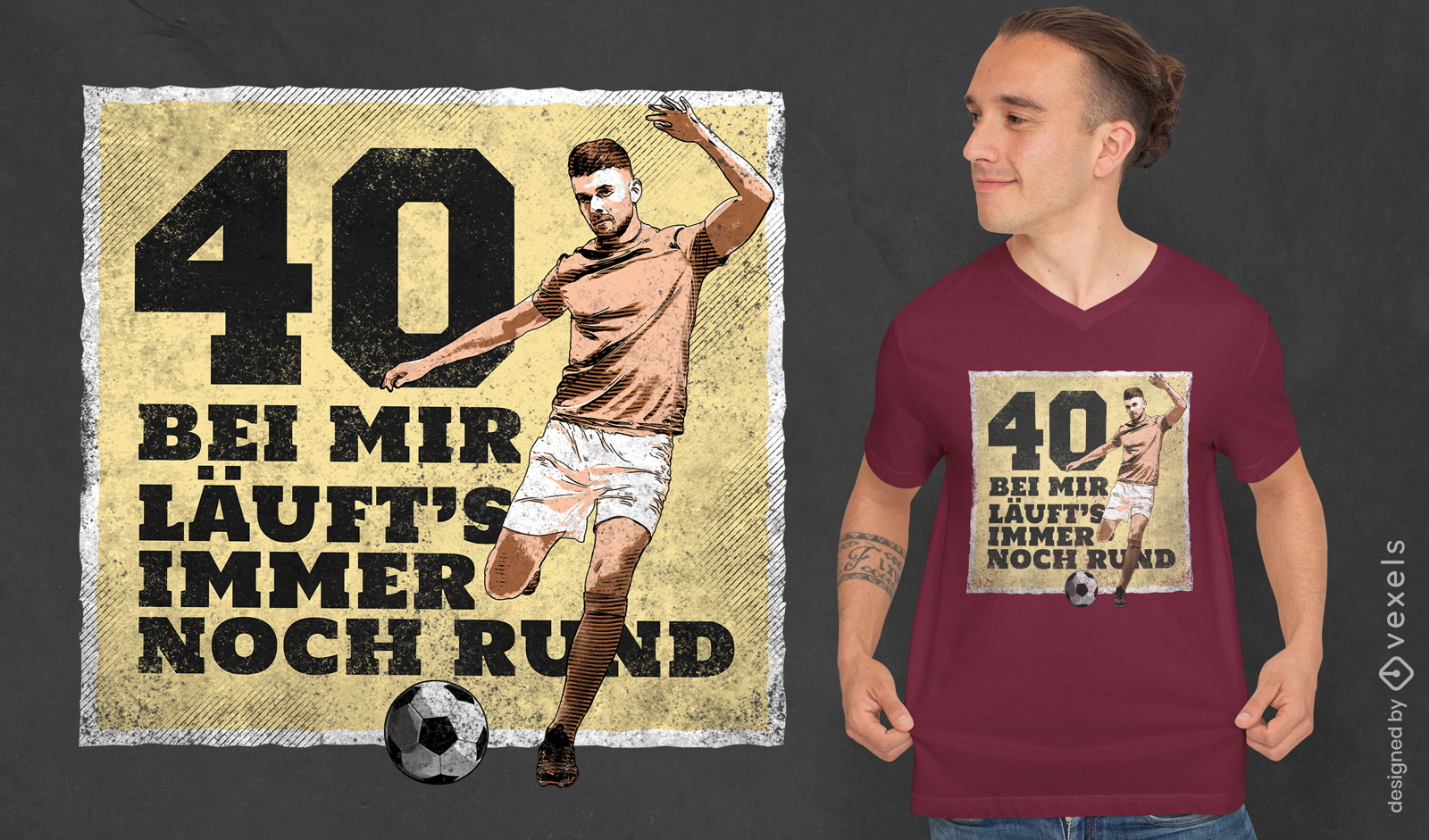 T-Shirt-Design f?r 40-j?hrige Fu?ballspieler