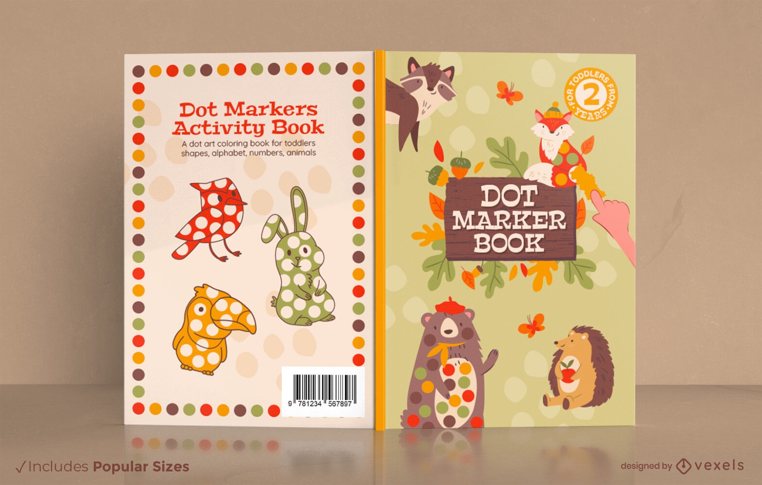 Diseño de portada de libro de otoño y animales lindos.