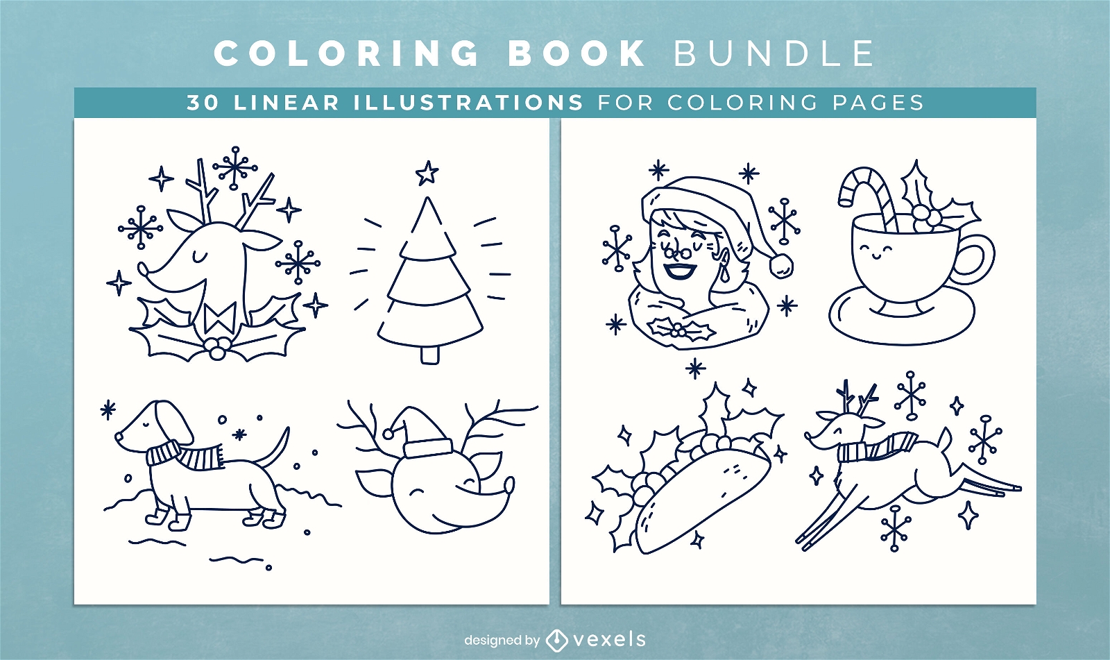 Cute Christmas coloring book pages design
