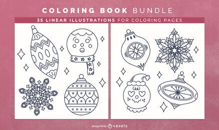 Design de páginas de livros para colorir de decorações de Natal