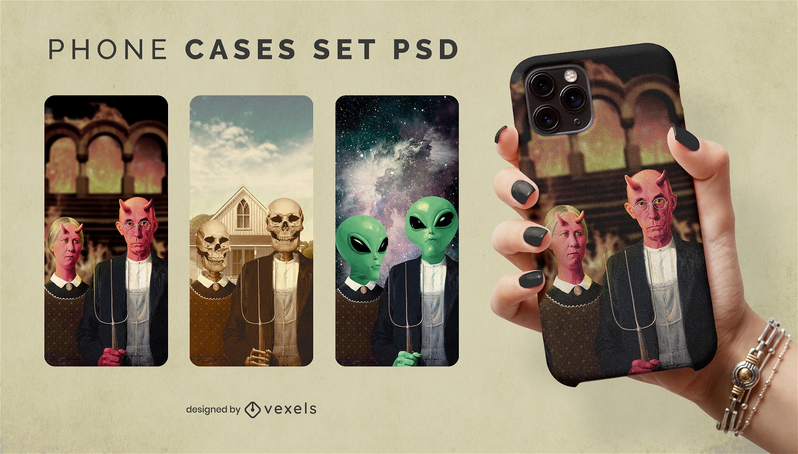 American Gothic alternative universes phone cases set