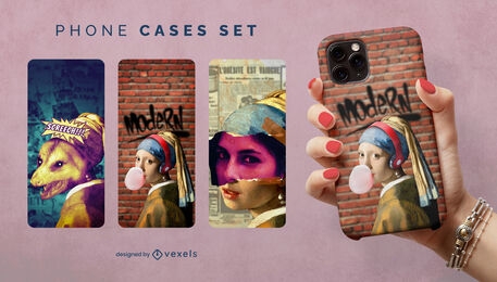 Girl with a pearl modern phone case set