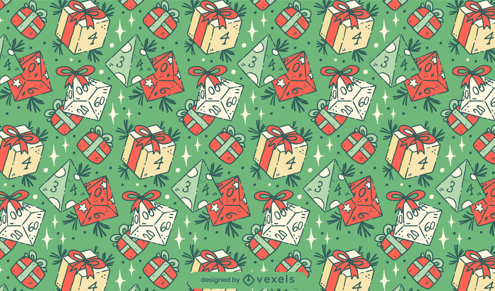 Christmas role playing dice pattern design