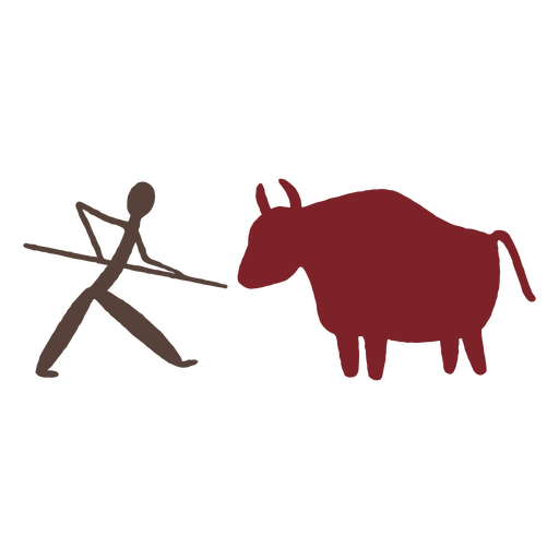 Cave painting depicting hunting activities PNG Design