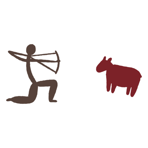 Cave painting depicting hunting practices PNG Design