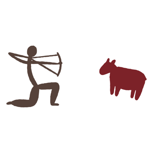 Höhlenmalerei, die Jagdpraktiken darstellt PNG-Design