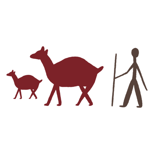 Cave painting depicting prehistoric activities PNG Design