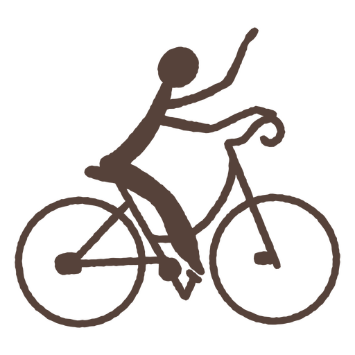 Man biking in cave painting style PNG Design