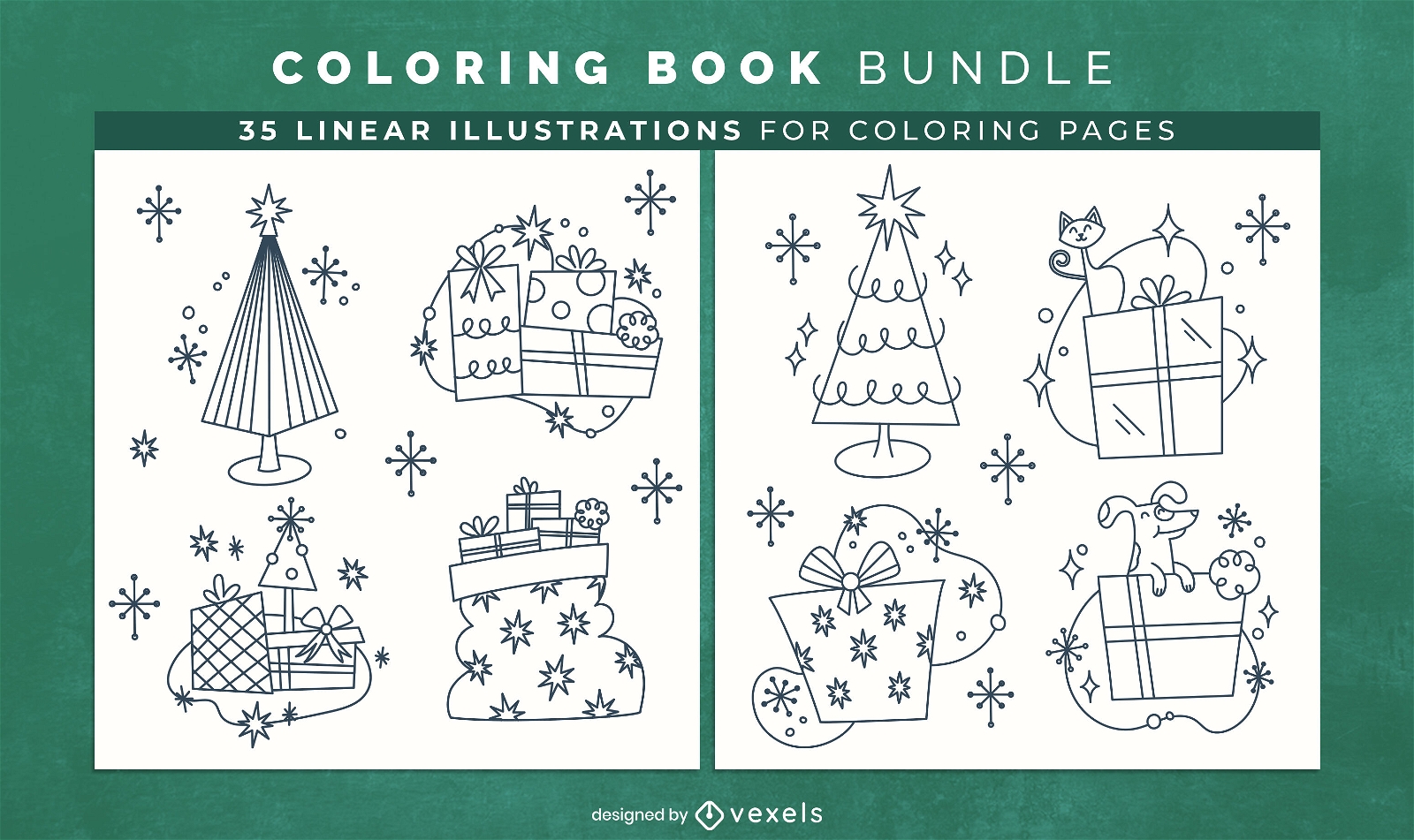 Christmas presents coloring book design pages