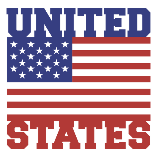 Nome dos Estados Unidos escrito em um emblema nacional Desenho PNG