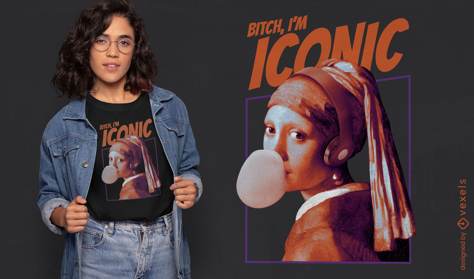 Diseño de camiseta PSD de parodia de pintura icónica