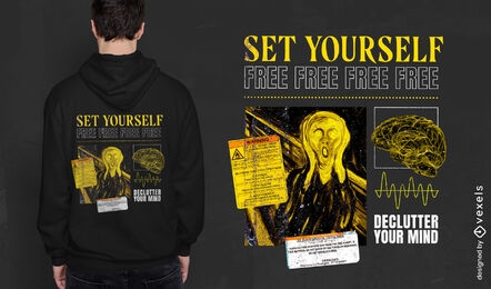 Set yourself free scream PSD t-shirt design