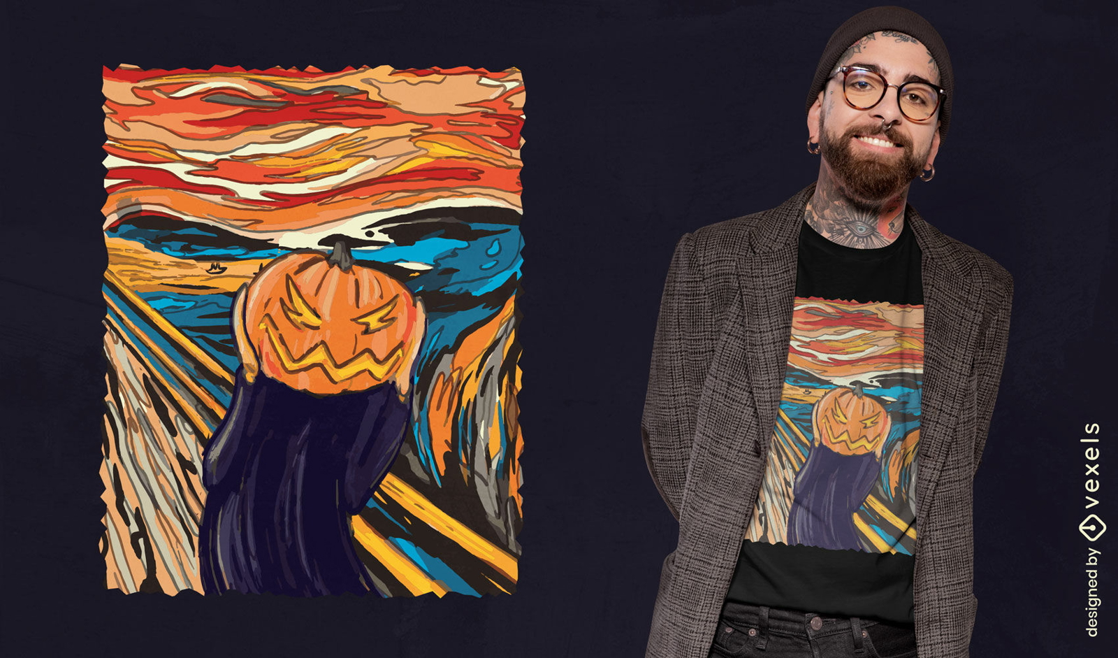 Pumpkin screaming painting t-shirt design