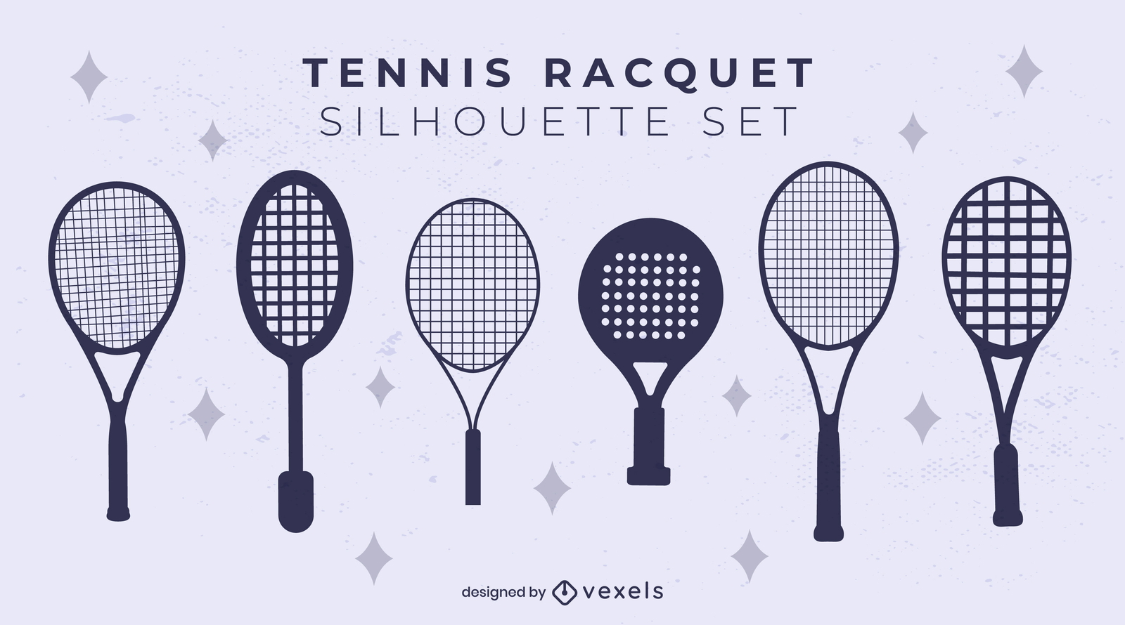 Paddel-Tennisschläger-Silhouette-Set