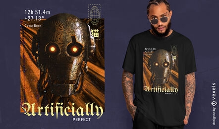 Steampunk-Schrei-Malroboter PSD-T-Shirt-Design