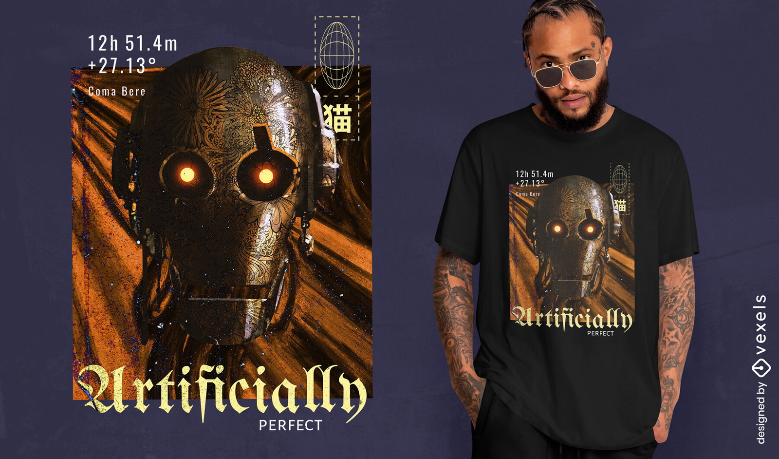 Robô de pintura de grito steampunk design de camiseta PSD