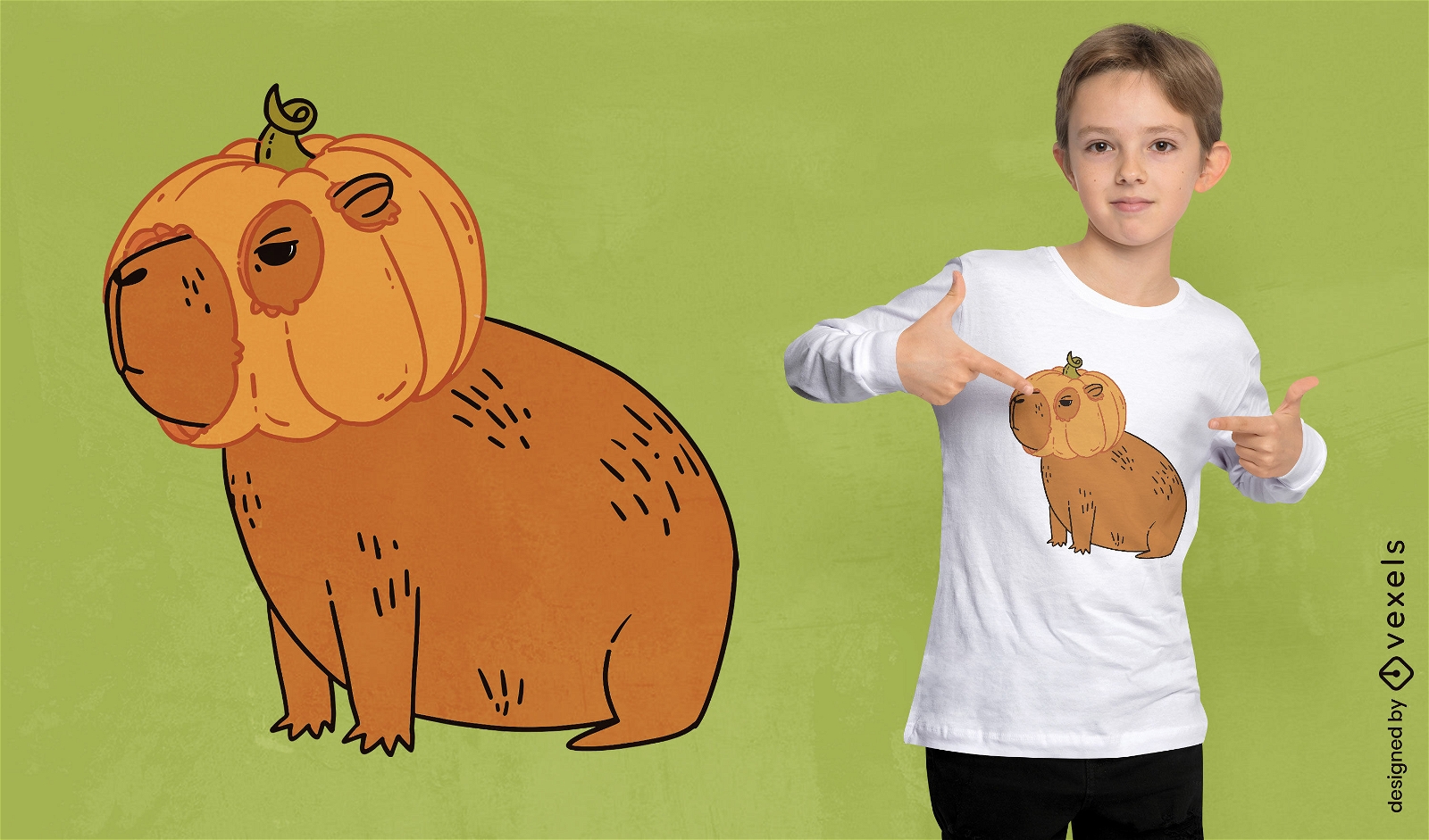 Capybara mit K?rbismasken-T-Shirt-Design