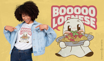 Fantasma com design de t-shirt de comida de espaguete