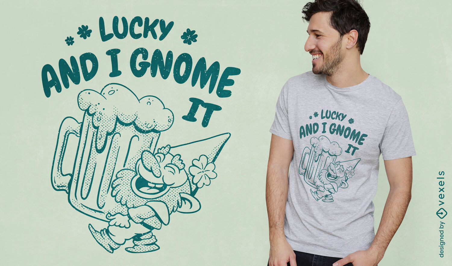 Gnomo com design de camiseta de cerveja gigante