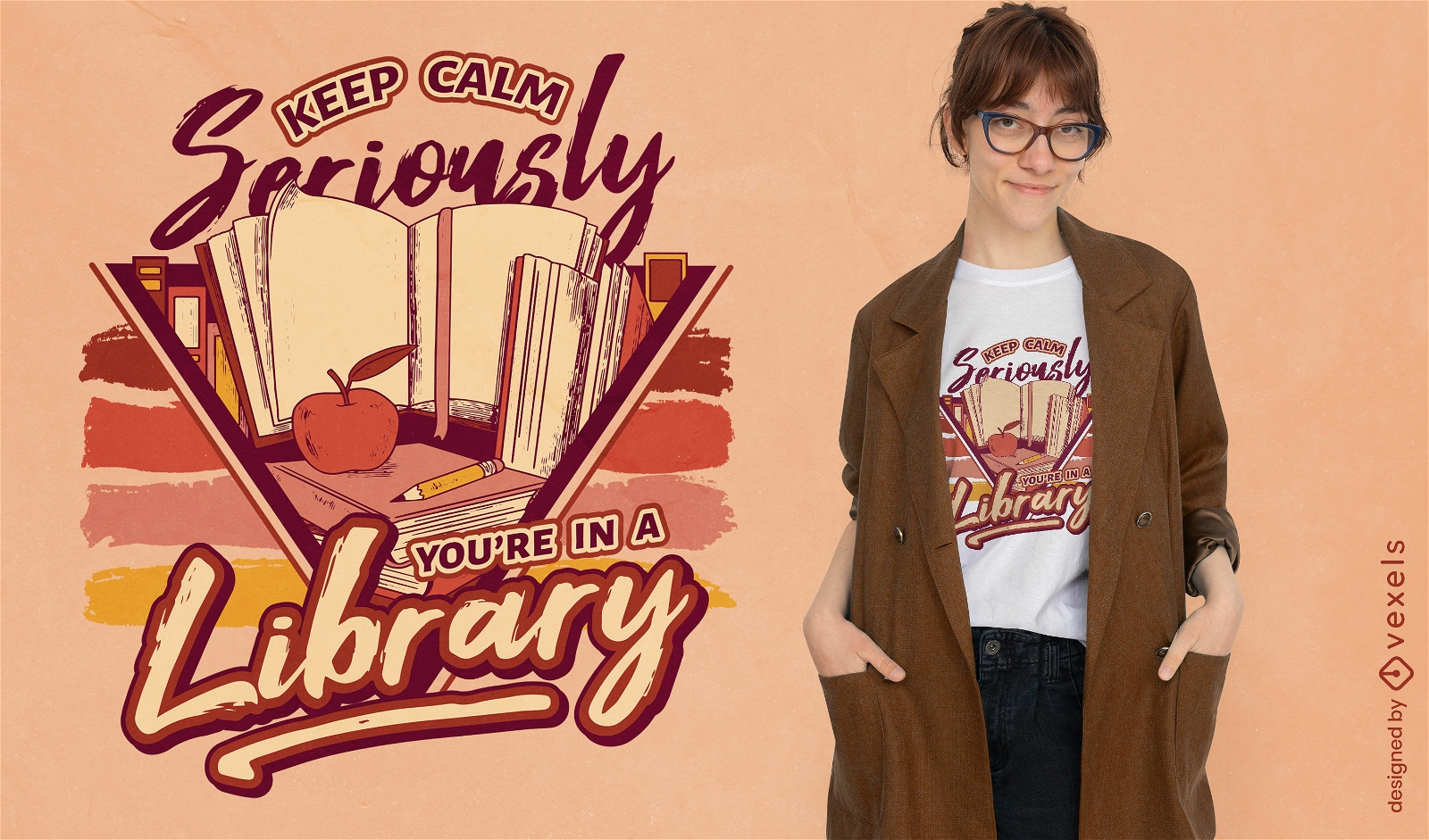 Dise?o de camiseta divertida de silencio de biblioteca.