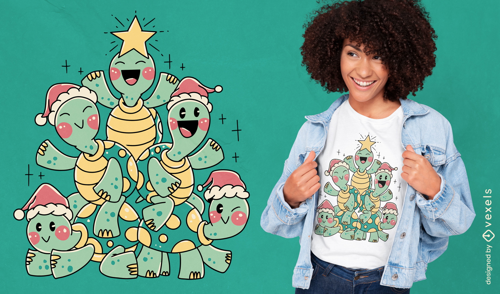 Weihnachtsschildkr?ten-Baum-T-Shirt-Design