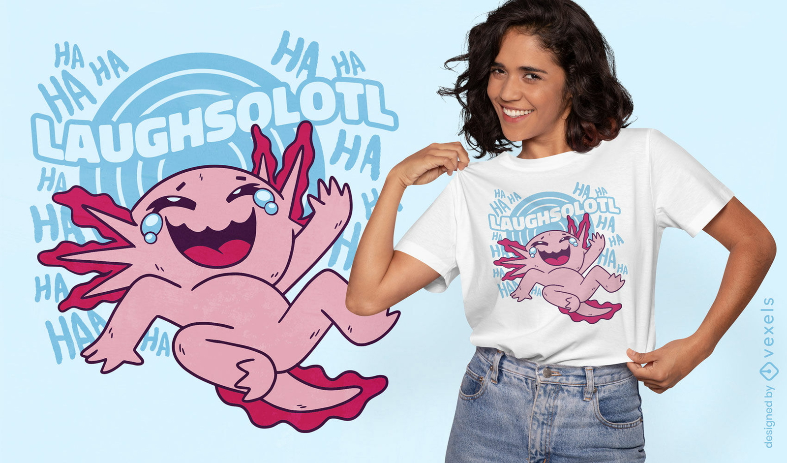 Diseño de camiseta de ajolote divertido Laughsolotl