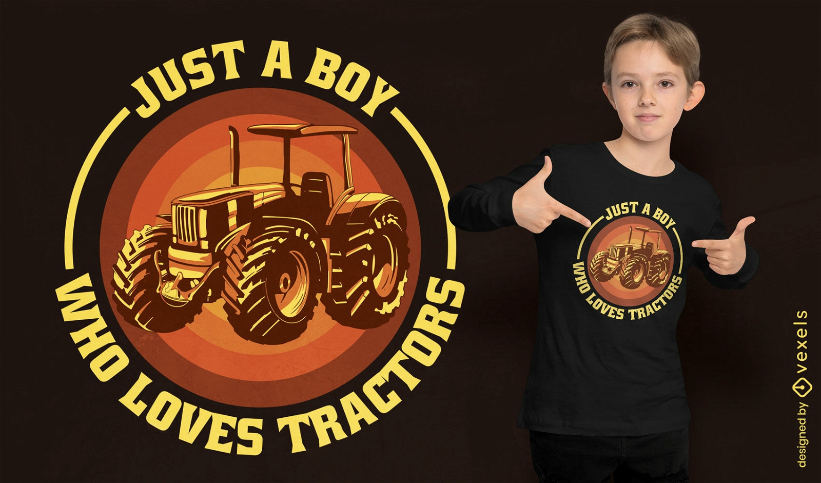 Just a boy who loves tractors quote t-shirt design