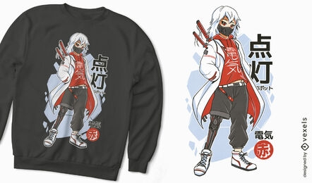 Techwear anime character t-shirt design