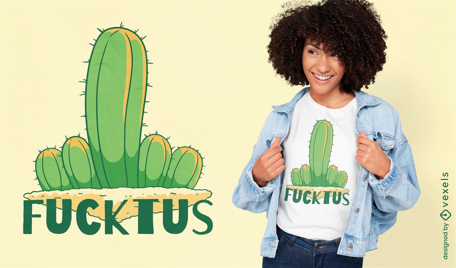 Dise?o de camiseta fucktus de dedo medio de cactus