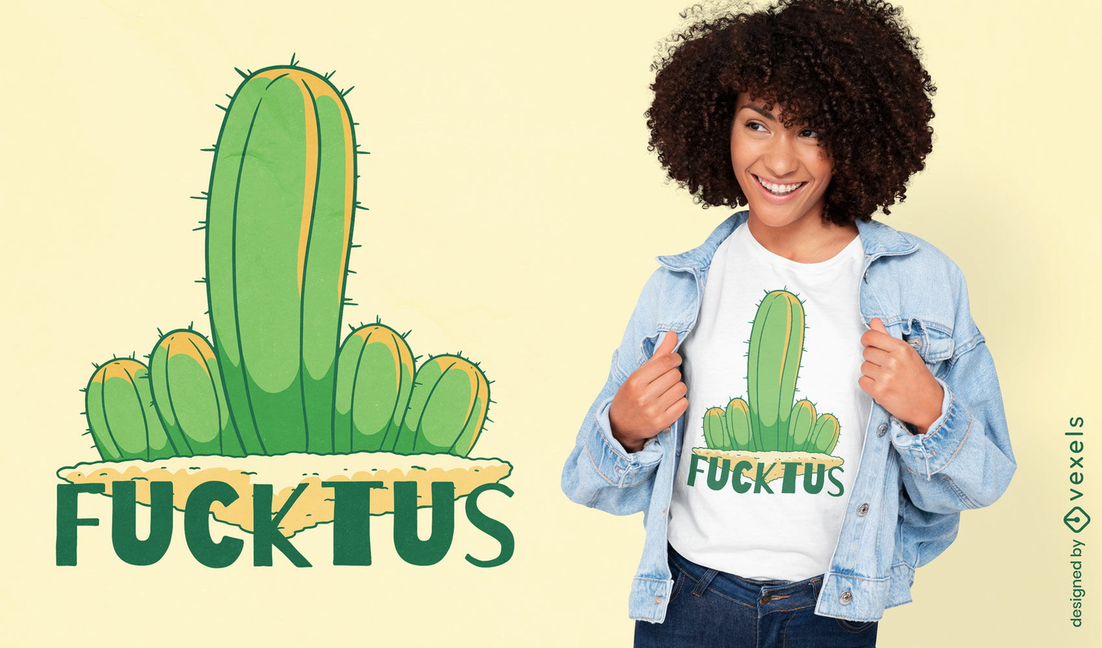 Diseño de camiseta fucktus de dedo medio de cactus