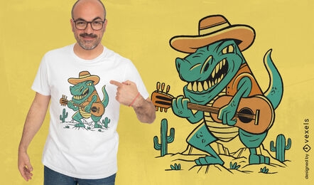 Cowboy t-rex guiarist t-shirt design
