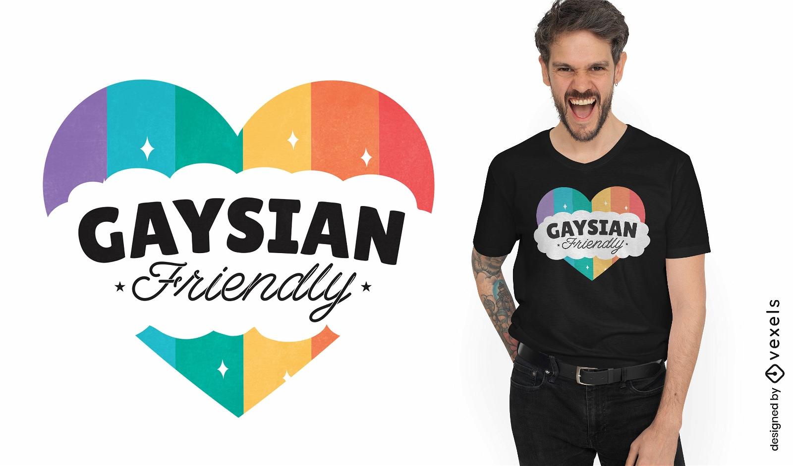 Diseño de camiseta de corazón amistoso gaysiano