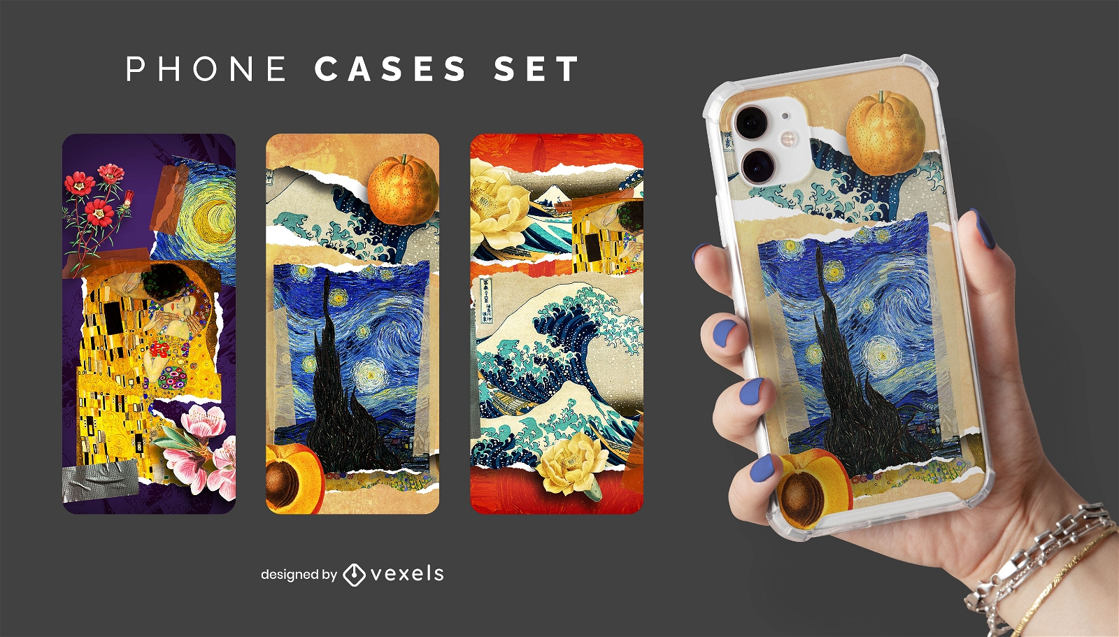 Famous paintings collage phone case psd set