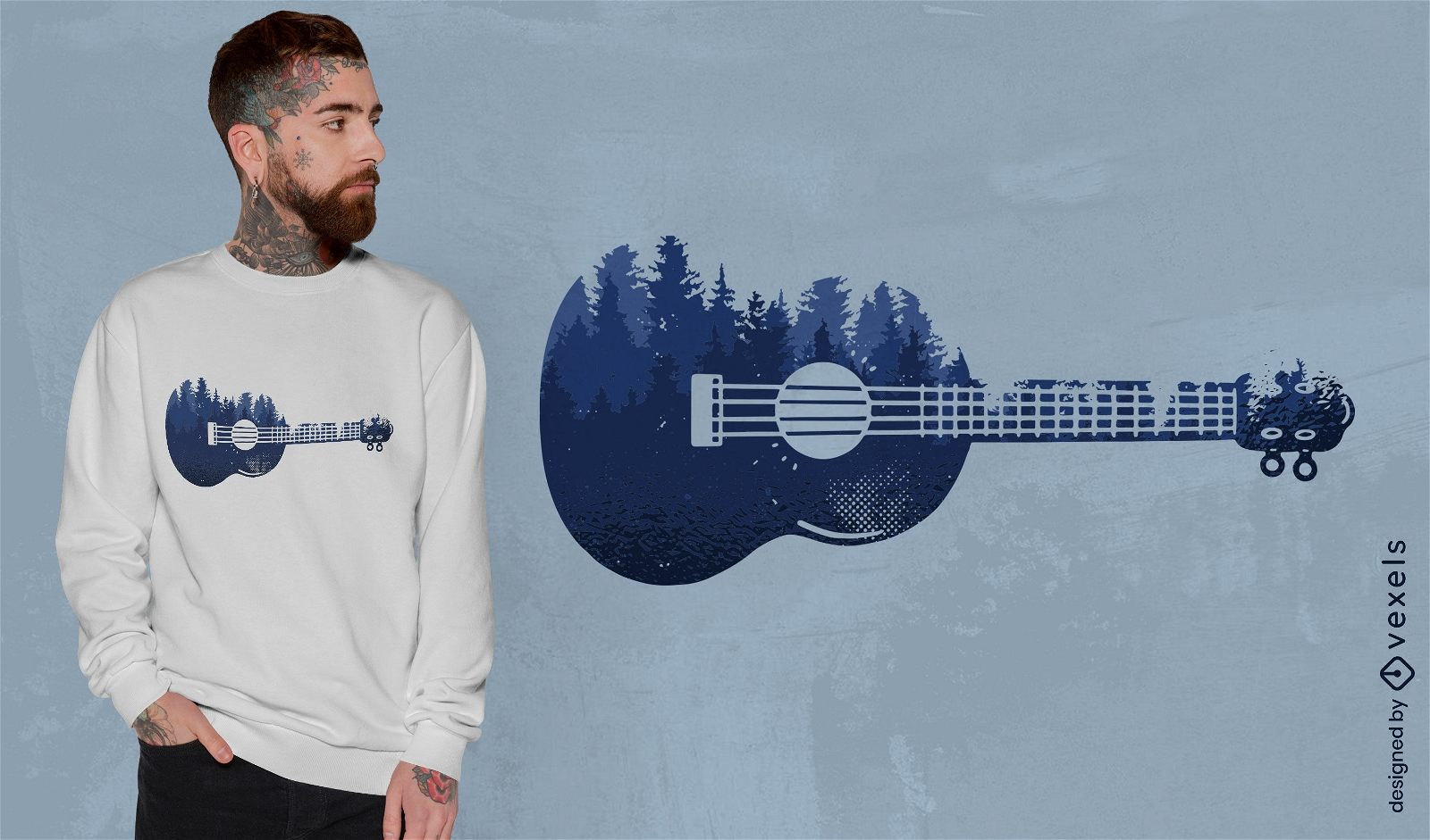 Design de camiseta de silhueta de floresta de ukulele