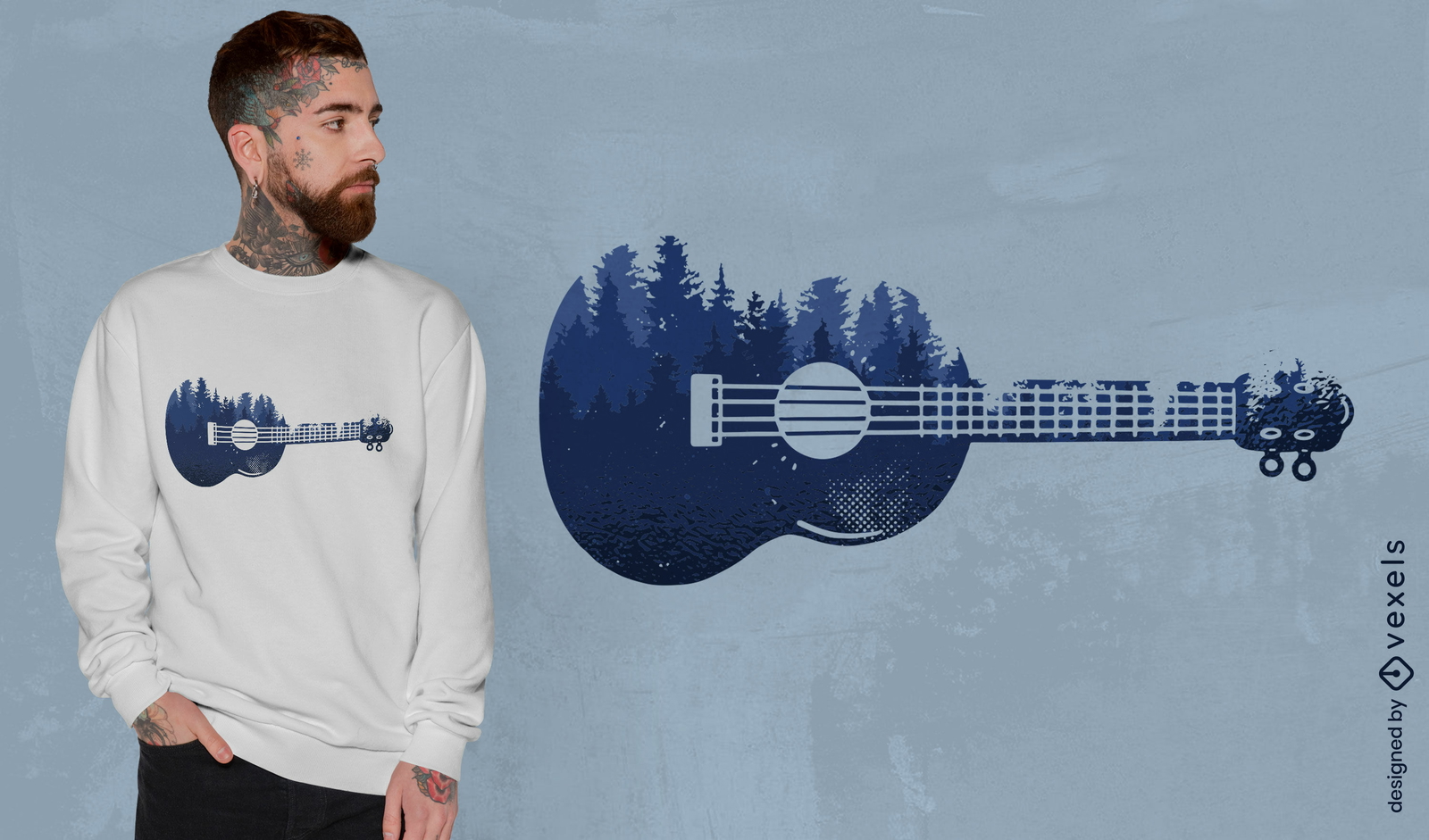 Diseño de camiseta de silueta de bosque de ukelele